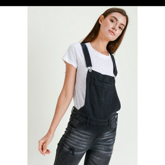 Overall black distress skinny jeans🔥 fla$h🔥 - Picture 6 of 8